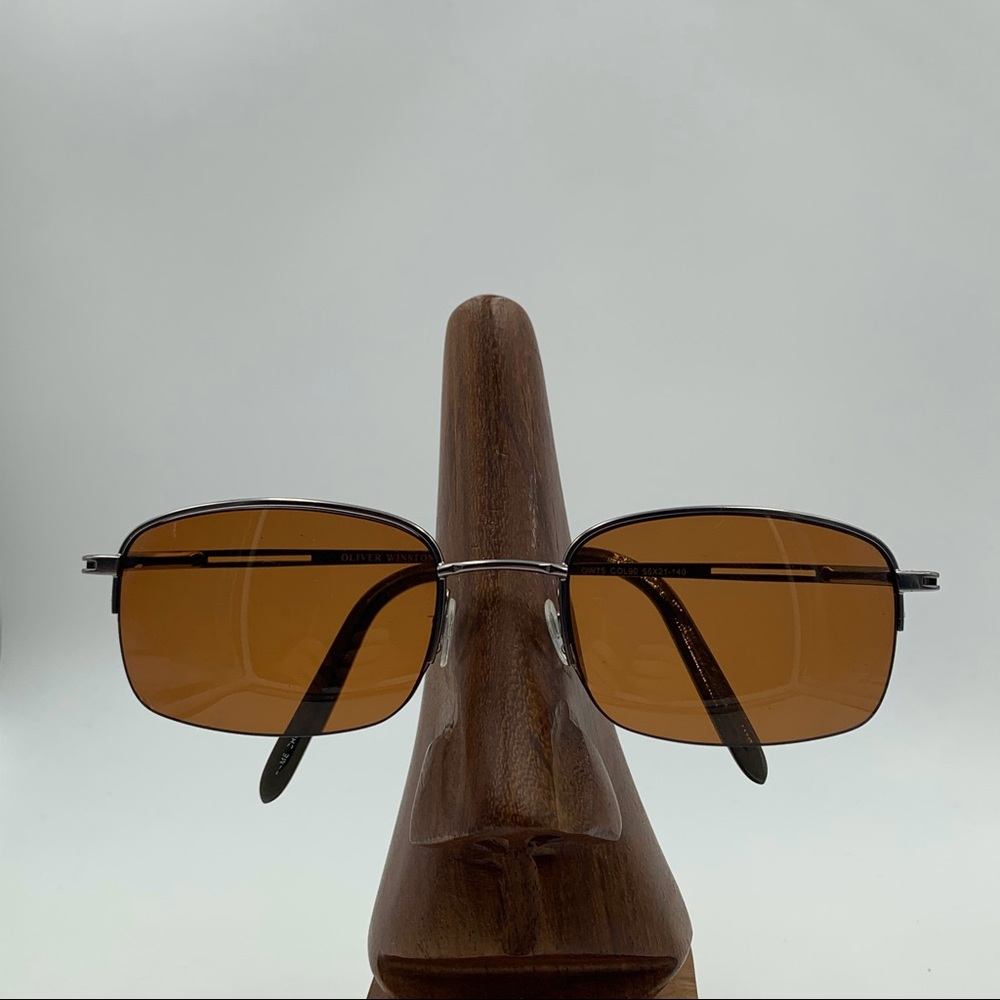 Oliver Winston Silver Oval Half Rim Sunglasses